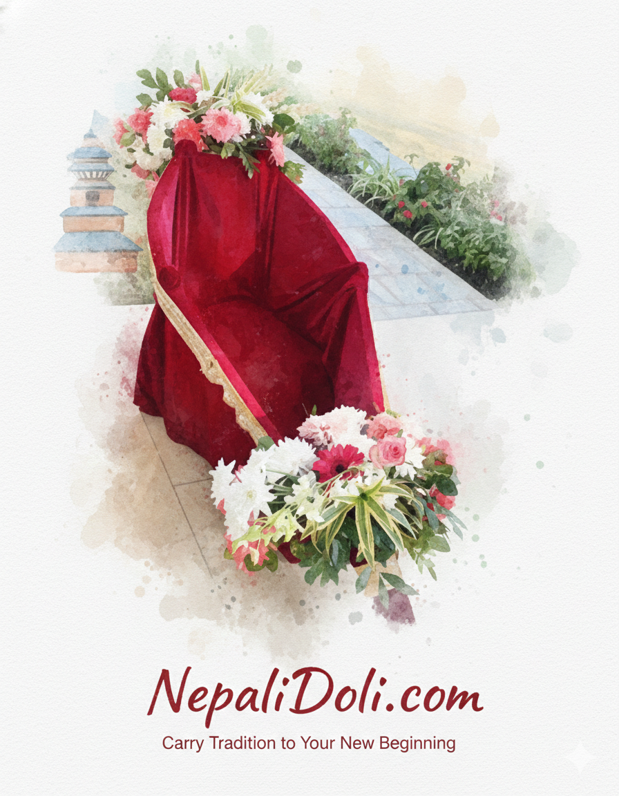 Traditional Nepali Doli Watercolor Illustration